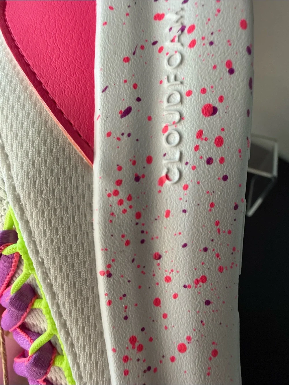 adidas Kids White Sneakers with Hot Pink and Yellow Accents